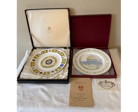 A St. John Ambulance Centenary Plate 1877-1977 by Spode 27cms d and a St. John Ophthalmic Hospital Jerusalem plate 1882- 1982