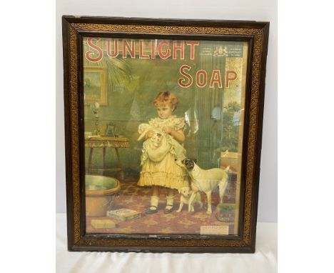 A framed Sunlight soup advertising print "The Family Wash". 53cms x 63cms.Condition ReportPrint moved in the frame and frame 