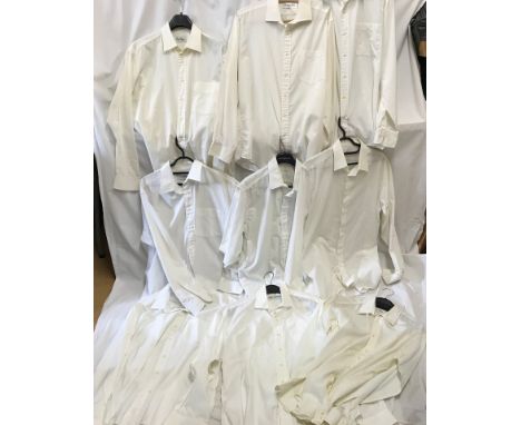Nine Gentleman's white cotton shirts, 2 x Yves Saint Laurent, 1 x Christian Dior, 1 x Kurt Geiger and 5 x Louis Phillipe, Siz