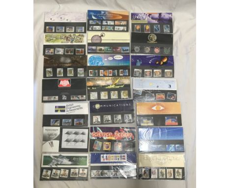 A collection of 21 assorted Royal Mail FDC Mint stamps in protective sleeves of varied subjects including Scientific, Industr