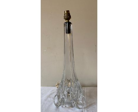 A heavy Murano clear glass table lamp. 45cms h including light fitting.Condition ReportGood condition no damage or restoratio