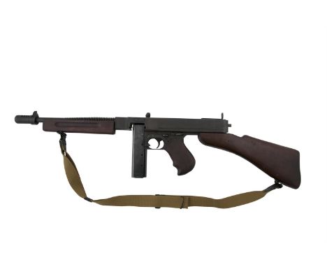 A WWII ISSUE THOMPSON 1928 AUTOMATIC SUBMACHINE GUN, decommissioned, with fixed and non-protected rear sight, horizontal fore
