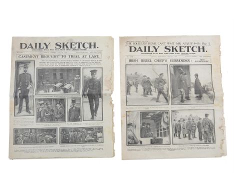 TWO COPIES OF THE DAILY SKETCH, London: London Publishing Company, 1916, Easter Rising Issue - Irish Rebel Chief's Surrender 