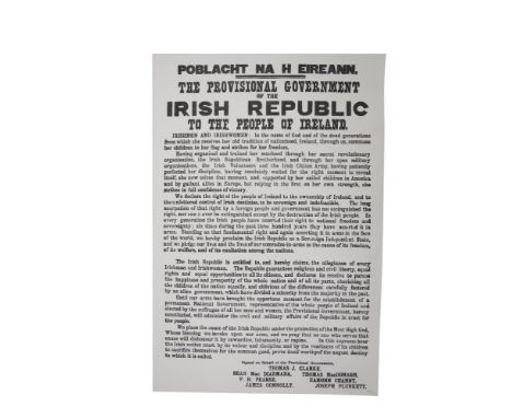 NATIONAL PRINT MUSEUM  A full size print facsimile of the 1916 Proclamation, printed by letterpress on a Wharfedale Stop Cyli