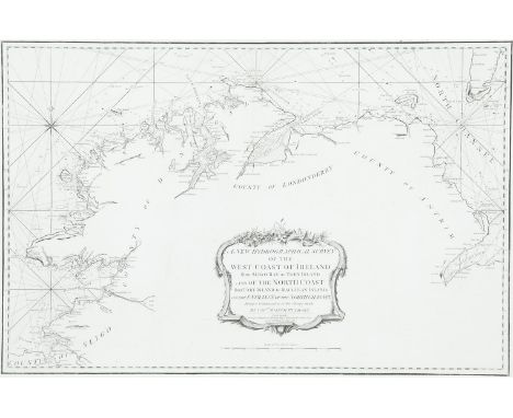 HUDDARTChart of the North Coast of IrelandThe title is a scalloped frame in the bottom centre and reads A New Hydrographical 