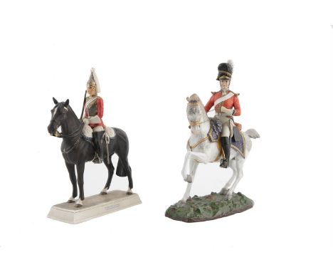 ***PLEASE NOTE ESTIMATE IN THE PRINTED CATALOGUE SHOULD READ €150-250***A GERMAN SITZENDORF PORCELAIN 'THE SCOTS GREYS 1815',