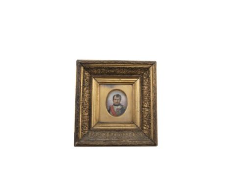 A MINIATURE PORTRAIT OF NAPOLEON BONAPARTE, 19th Century, in gilt frame. 