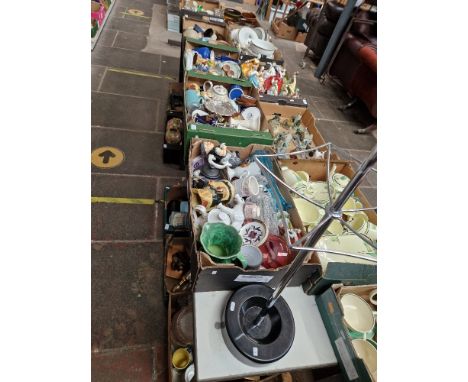 3 boxes of mixed glass and ceramics including Royal Worcester, Poole, Limoges etc. together with an umbrella stand