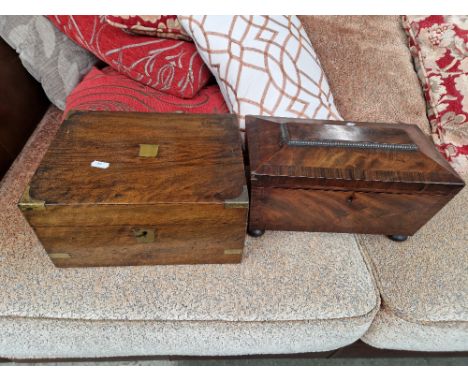 A writing slope &amp; a sarcophaegus shaped tea caddy. 