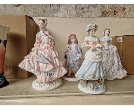 Royal Worcester- 4 limited edition figurines - ‘The Last Waltz’ (with COA), ‘1855: The Crinoline’, ‘The Shepherdess’ and ‘Lul
