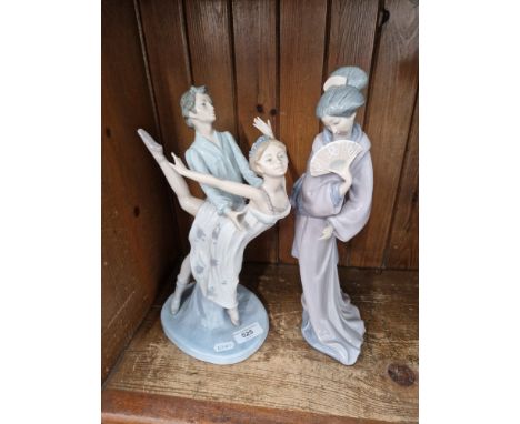 Nao porcelain - 2 large items ‘Japanese Woman’ (no. 735, 33cm high) and an impressive figure group ‘Dancing on a Cloud’ (no. 