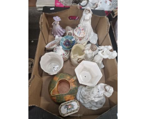 A box of assorted ceramics to include coalport figurines, Royal Worcester figurines, Lladro &amp; moorgroft etc.