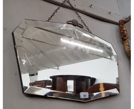 A 1930s Art Deco bevel edged wall mirror with chrome surmount, 56cm x 35cm.