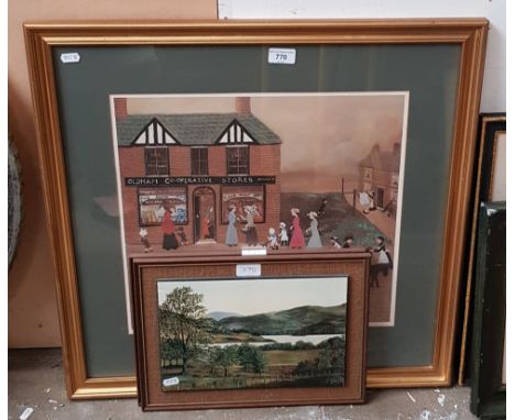 Helen Bradley (British, 1900-1979), 'Friday Afternoon at the Co-op In The Year 1912', framed colour lithograph, together with
