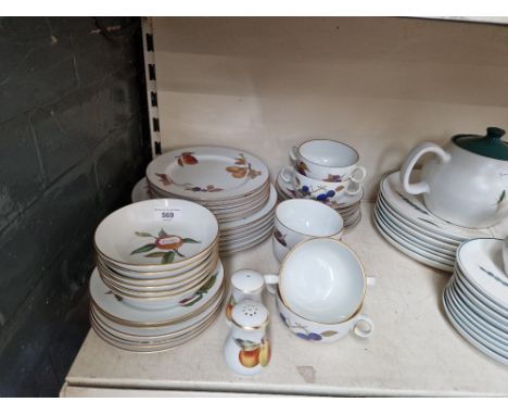 Royal Worcester ‘Evesham’ dinner wares - 38 pieces including 6 each of dinner plates, soup coupes &amp; stands, bowls etc.