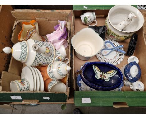 2 boxes of mixed pottery to include Coalport, Portmeirion, Villeroy and Boch etc