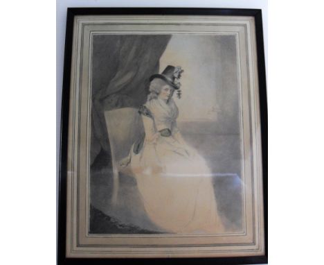 Edward Edwards ARA (1738–1806), LADY WEARING A TALL HAT, pen and ink and watercolour, from a set of 40: 'Costumes of English 