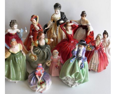 An assortment of eleven Royal Doulton figurines of ladies: Sara HN 2265, Katrina 2327, Julia 2705, Amy's Sister 3445, Isabell