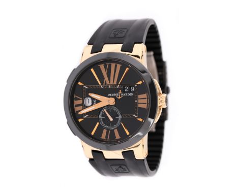 Ulysse Nardin Executive Dual Time, wristwatch, gold, men, reference 246-00, automatic movement, glazed back. Black dial, Roma
