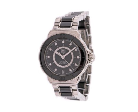 Tag Heuer Formula 1 wristwatch, women, decorated with diamonds, reference WAU2210. Black dial, decorated with diamonds and ce