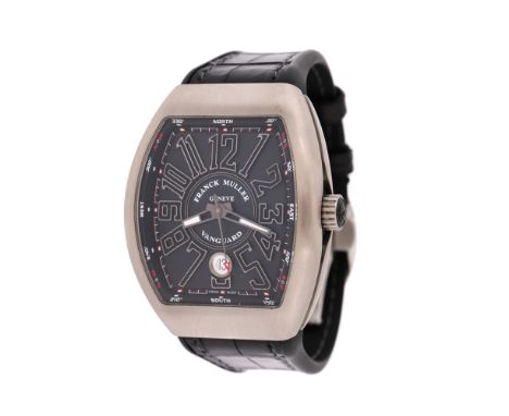 Franck Muller Vanguard wristwatch, men, reference V 41 SC DT, automatic movement, tonneau case. Black dial, Arabic numerals a