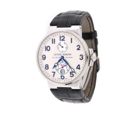 Ulysse Nardin Marine Chronometer wristwatch, men, reference 263-66, automatic movement, calibre UN-26. White dial, Arabic num