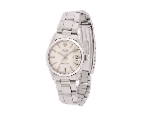 Rolex Oyster Precision wristwatch, women, reference 6466, manual winding movement, calibre 1215. Silver dial and date registe