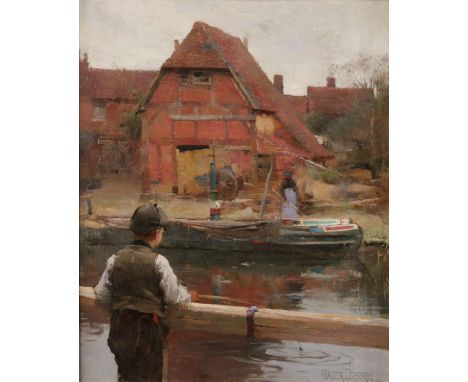 Walter Frederick Osborne RHA ROI (1859-1903)A Bit of Sutton Courtney - A Village by the ThamesOil on panel, 41 x 32cm (16 x 1