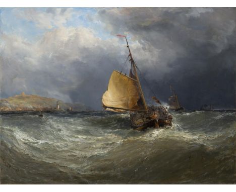 Edwin Hayes RHA RI ROI (1819-1904)Smacks Running for ScarboroughOil on canvas, 105 x 140cm (41¼ x 55'')SignedExhibited (proba