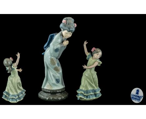 Lladro Figure Lolita Flamenco Dancer Girl Figurine.  The little dancer embodies the grace and passion of Spanish dance in a h