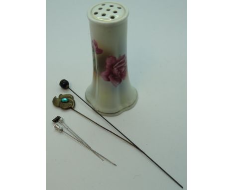 CERAMIC HAT PIN STAND + 5 HAT PINS 