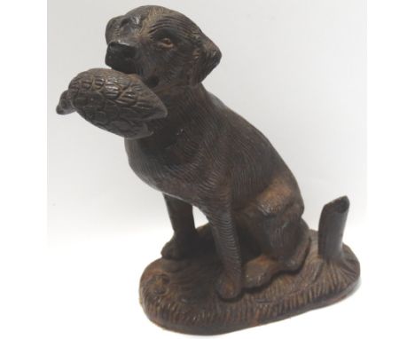 CAST SCULPTURE OF HUNTING DOG WITH DUCK IN MOUTH 5'H 