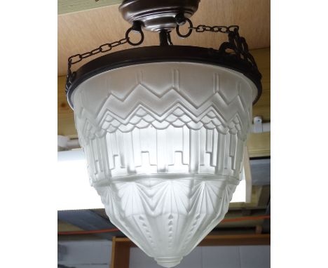 CONTINENTAL DECO FROSTED GLASS CEILING LIGHT FITTING 