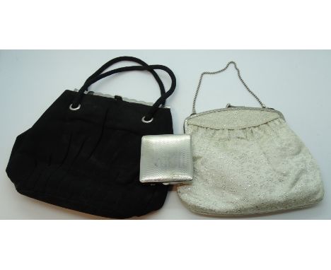 2 LADIES EVENING BAGS + PLATED DUBARRY COMPACT 