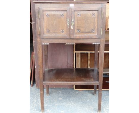 OAK 2 DOOR CABINET WITH SHELF UNDER 