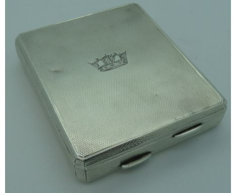 SILVER COMBINATION COMPACT/CIG CASE CORONET DECOR TO FRONT 