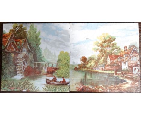 2 RIVER SCENE CERAMIC TILES 