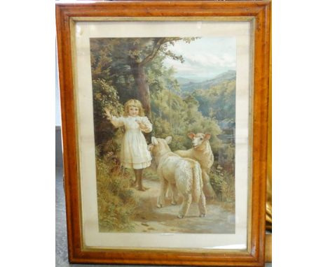 BURRWOOD FRAMED COLOURED VICTORIAN PRINT STRAY LAMB 