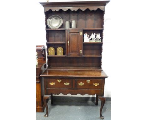 OAK OPEN SHELF/CENTRE CUPBOARD DRESSER (42'L, 17 1/2'W, 76'H) 