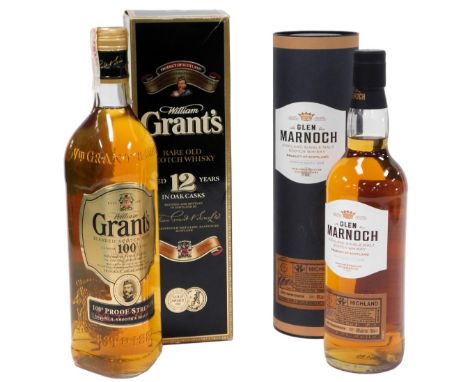 A bottle of Grants Rare Old Scotch whisky, aged 12 years, 70cl, boxed, and a bottle of Glen Marnoch Highland single malt Scot