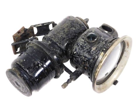 A Lucas Calcia Club carbide bicycle lamp. 