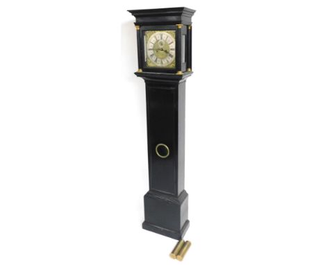 A Georgian ebonised longcase clock, by Sam Stevens of London, square brass dial with crown and cherub spandrels, silver chapt