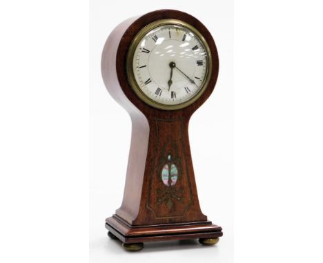 A late 19thC French mahogany cased balloon mantel clock, circular dial bearing Roman numerals, movement by Duverdry &amp; Blo