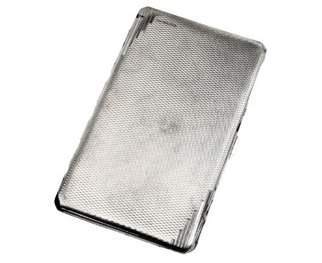 A George VI Art Deco silver cigarette case, with engine turned decoration, internally presentation engraved, Birmingham 1937,