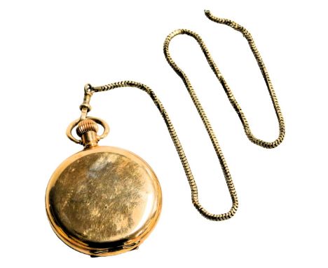 An early 20thC Everite gentleman's gold plated hunter pocket watch, for H Samuel of Manchester, keyless wind, circular enamel