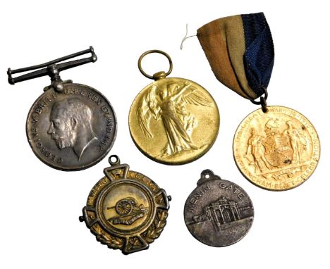 Two WWI medals, comprising Great War and Victory medals, named to Pte. C. F. D. Day, Hampshire Regiment, 28289, and Pte. T. J