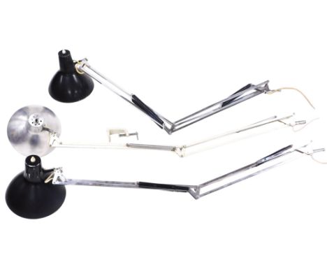 A pair of late 20thC Norwegian Luxo angular desk lamps, L-1, with black shades, and a Thousand &amp; One Lamps Limited desk l
