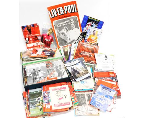 A collection of Liverpool Football Club programmes, circa 1970s and 80s, and testimonial programmes for Emlyn Hughes, Brian L