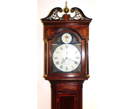 A Georgian mahogany and rosewood longcase clock, by Arlot &amp; Taylor, North Shore, the break arch dial with a classic paint