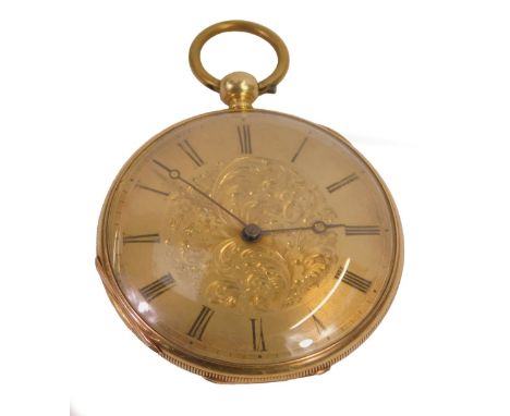 A 19thC Aubert &amp; Klaftenberger gentleman's pocket watch, open face, key wind, circular dial with foliate engraving and be